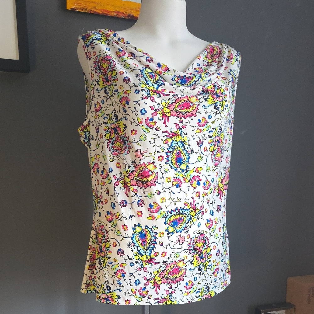 Jessica Dressy Floral Tank Top With Draped Neckline